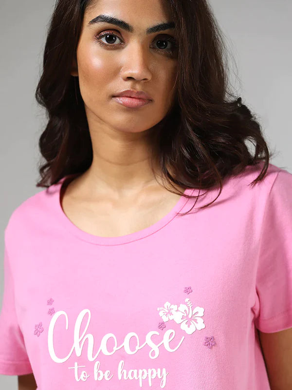 Choose To Be Happy Printed Night Suit