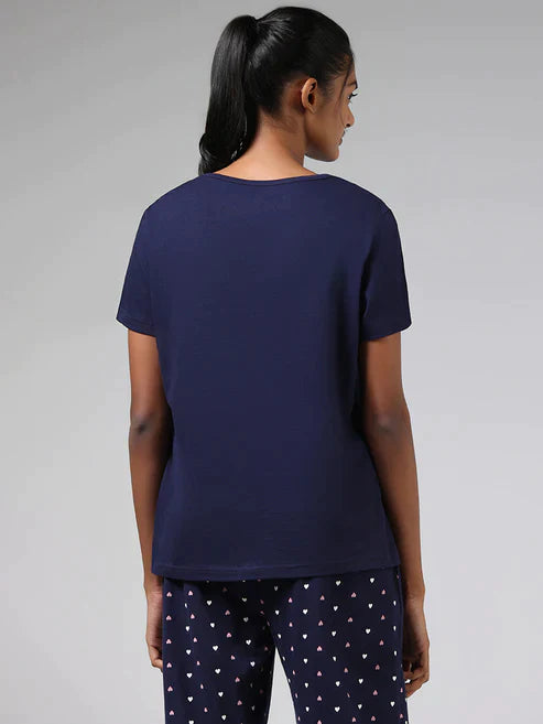 New Blue Heart Printed Night Suit