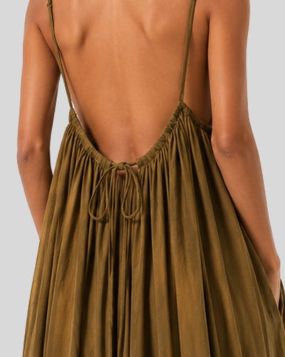 Golden Mustard Flow Maxi Dress