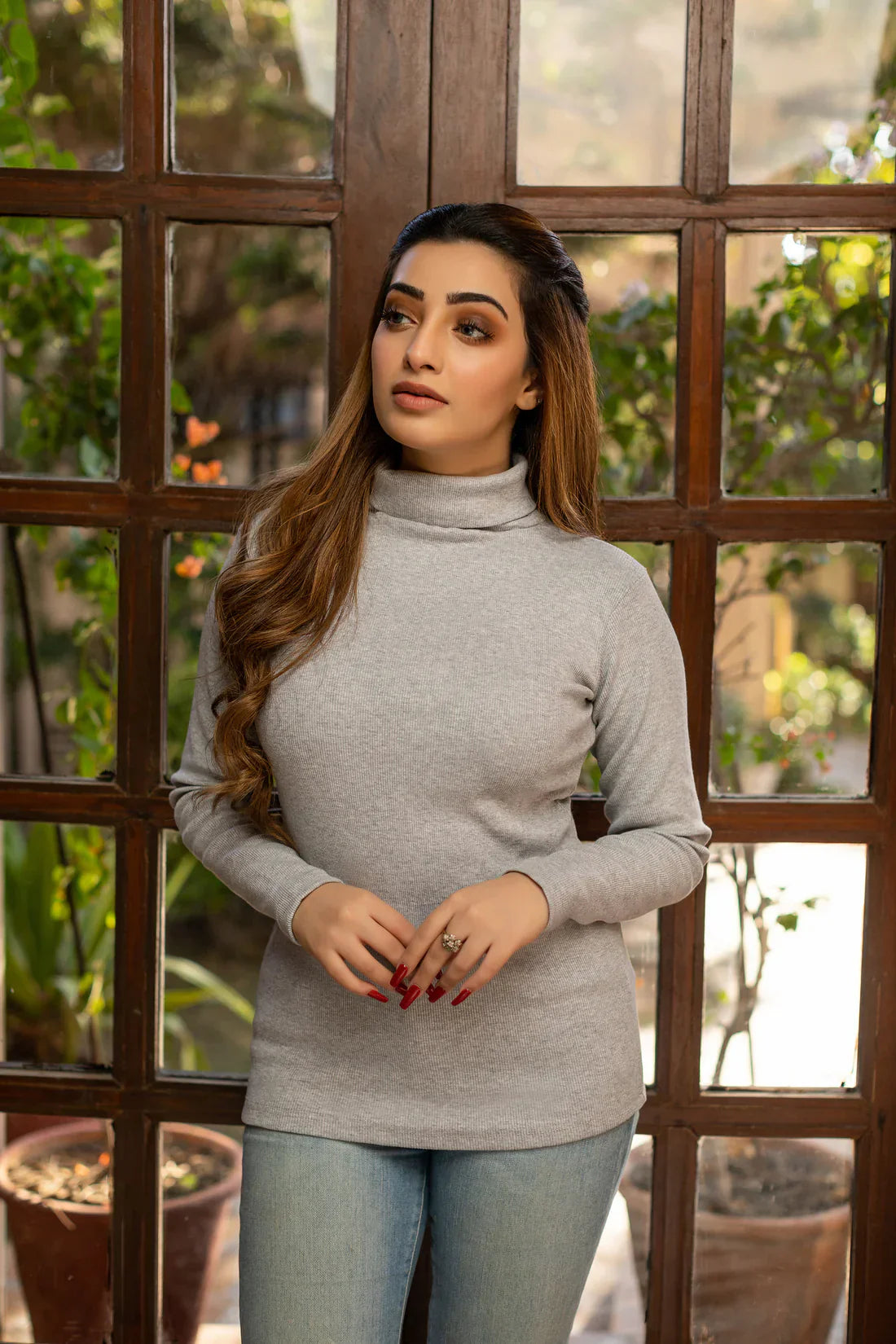 Grey High Neck for Women's