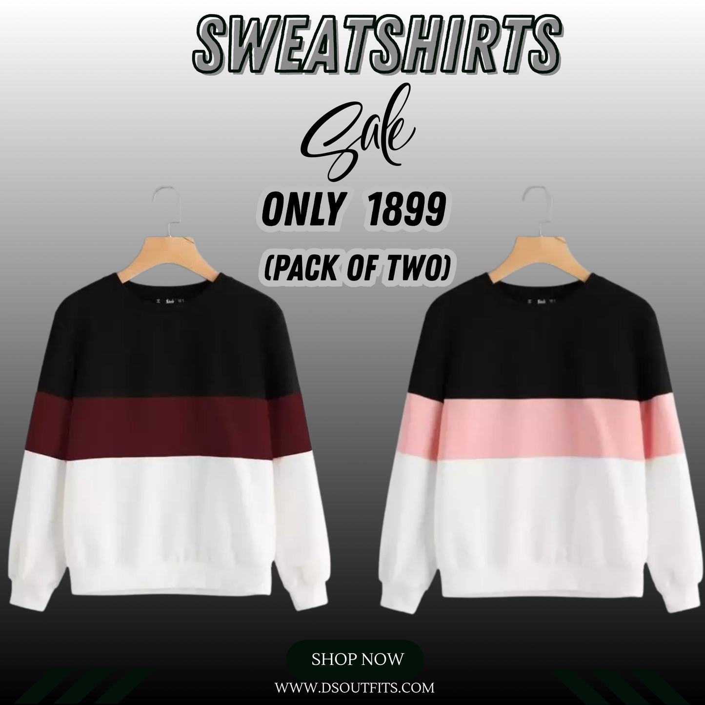 PINK & MAROON BLOCK SWEATSHIRTS PACK OF #02