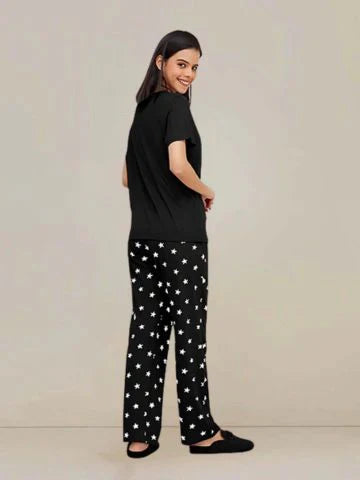 Black Love Sleep Printed Night Suit