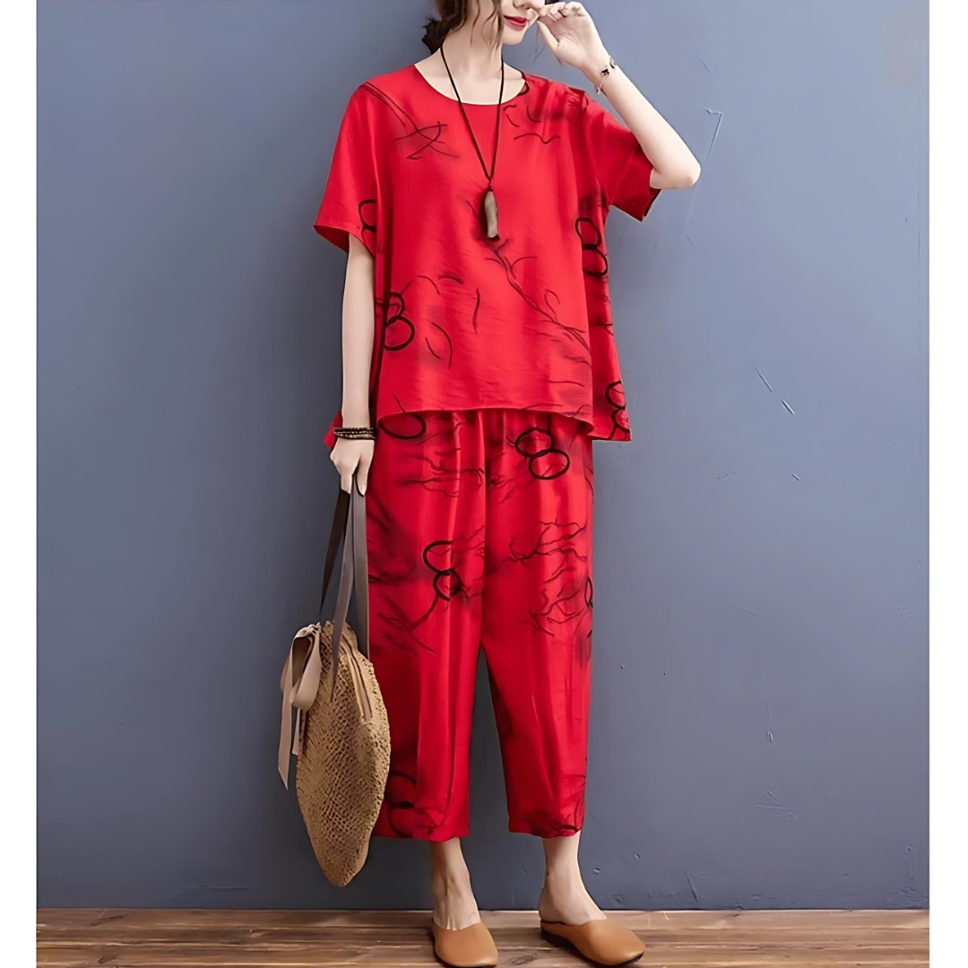 Red Ring Printed Night Suit