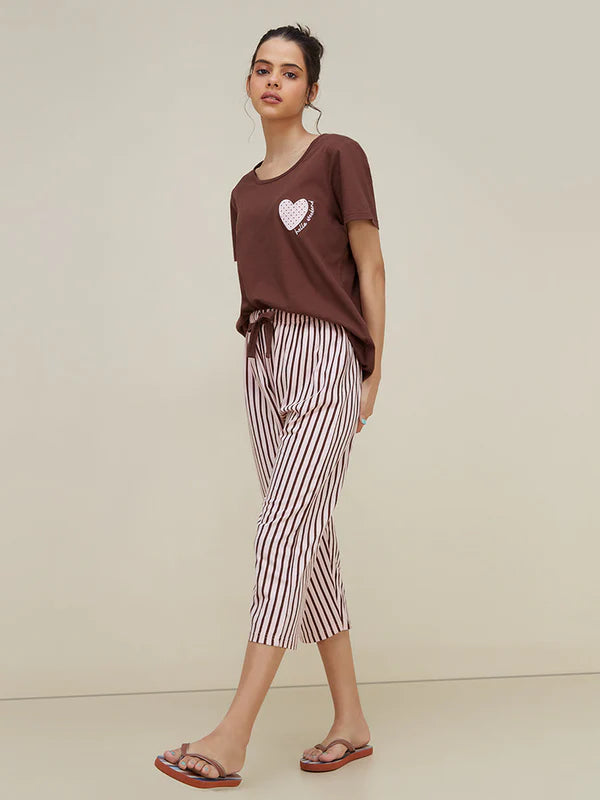 Heart and Butterfly Printed Night Suit