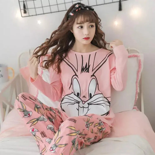 Pink Bunny Printed Night Suit