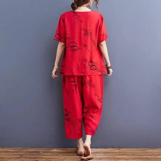 Red Ring Printed Night Suit