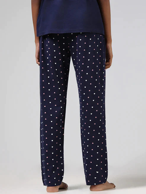 New Blue Heart Printed Night Suit