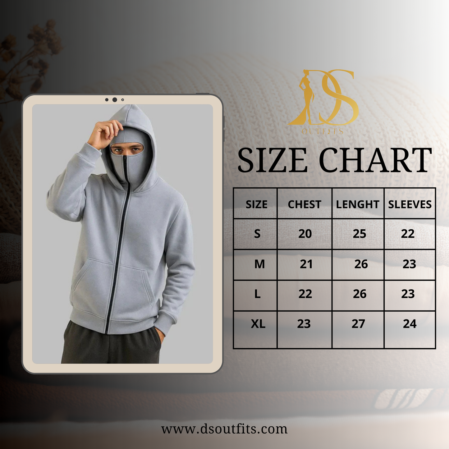 Grey Balaclava Ninja Zipper Hoodie Jacket