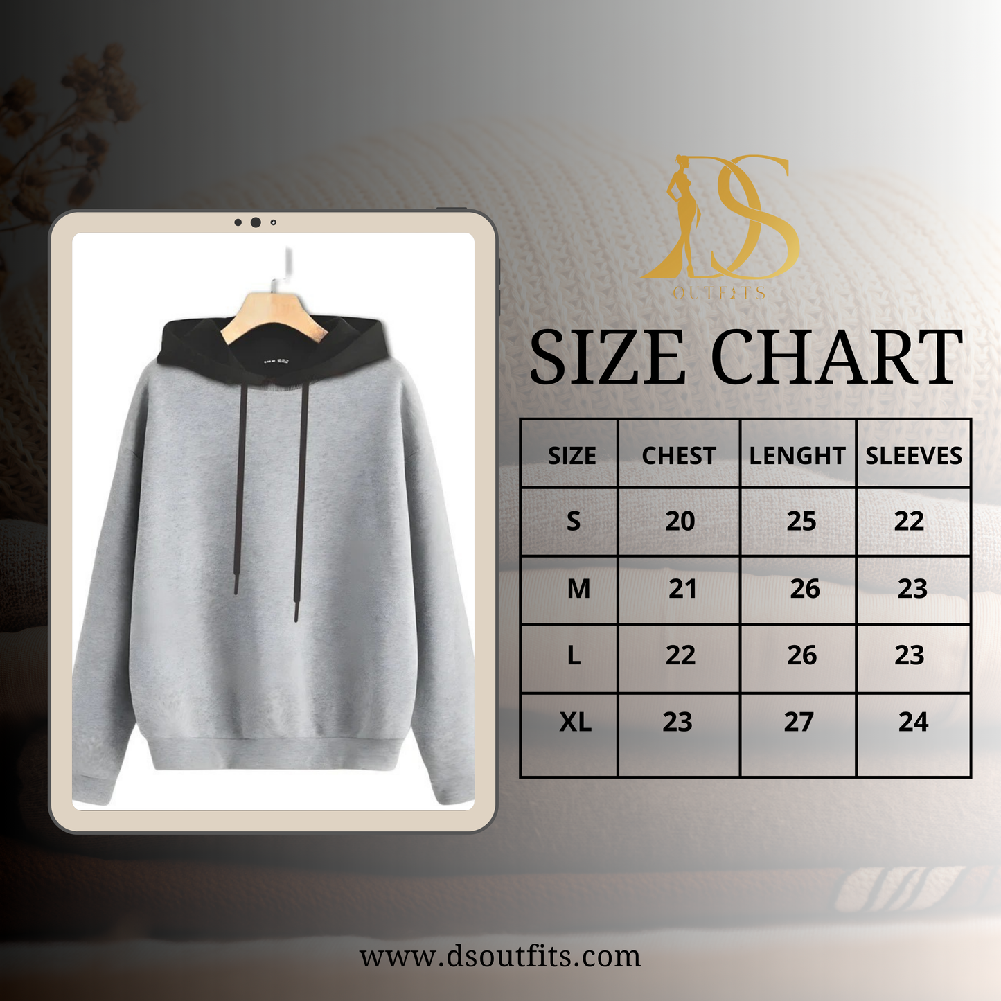 Grey With Black Basic Kangaroo Hoodie