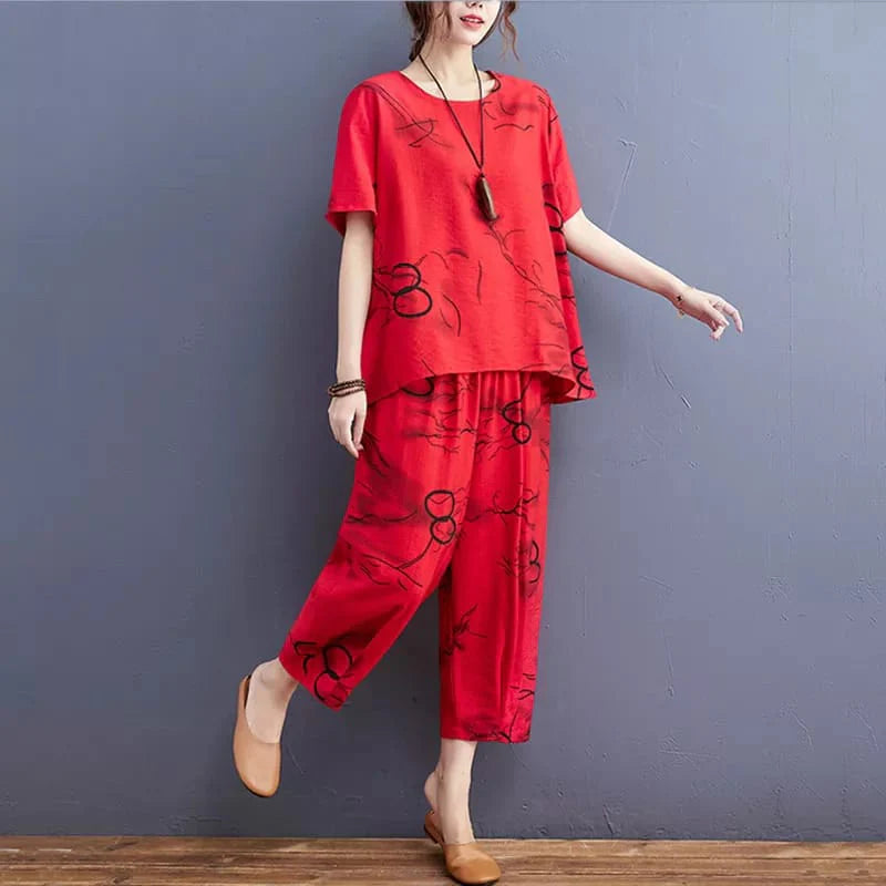 Red Ring Printed Night Suit