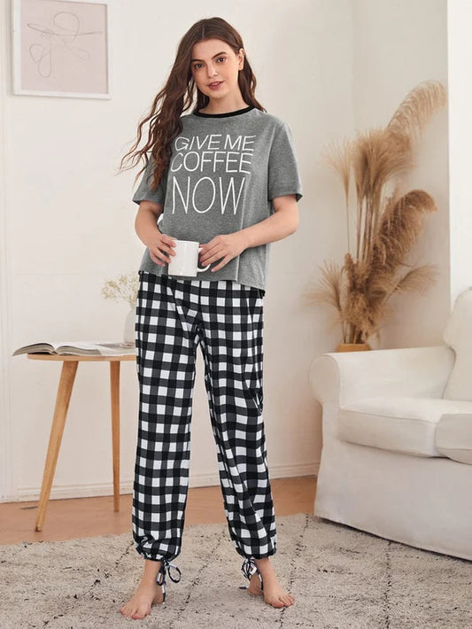 Give me Coffee now Printed Night Suit