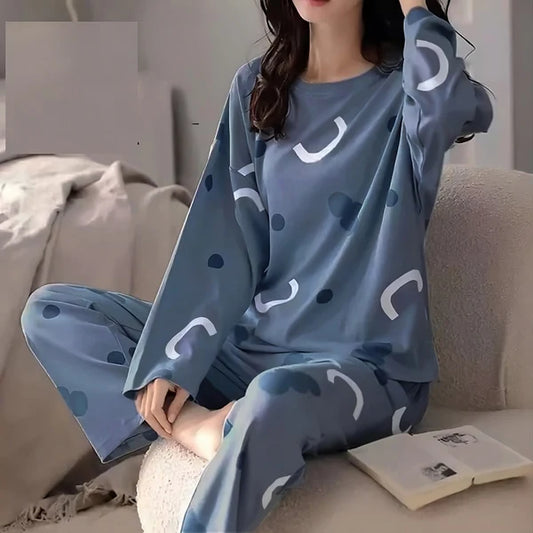 Blue Pattern Printed Night Suit